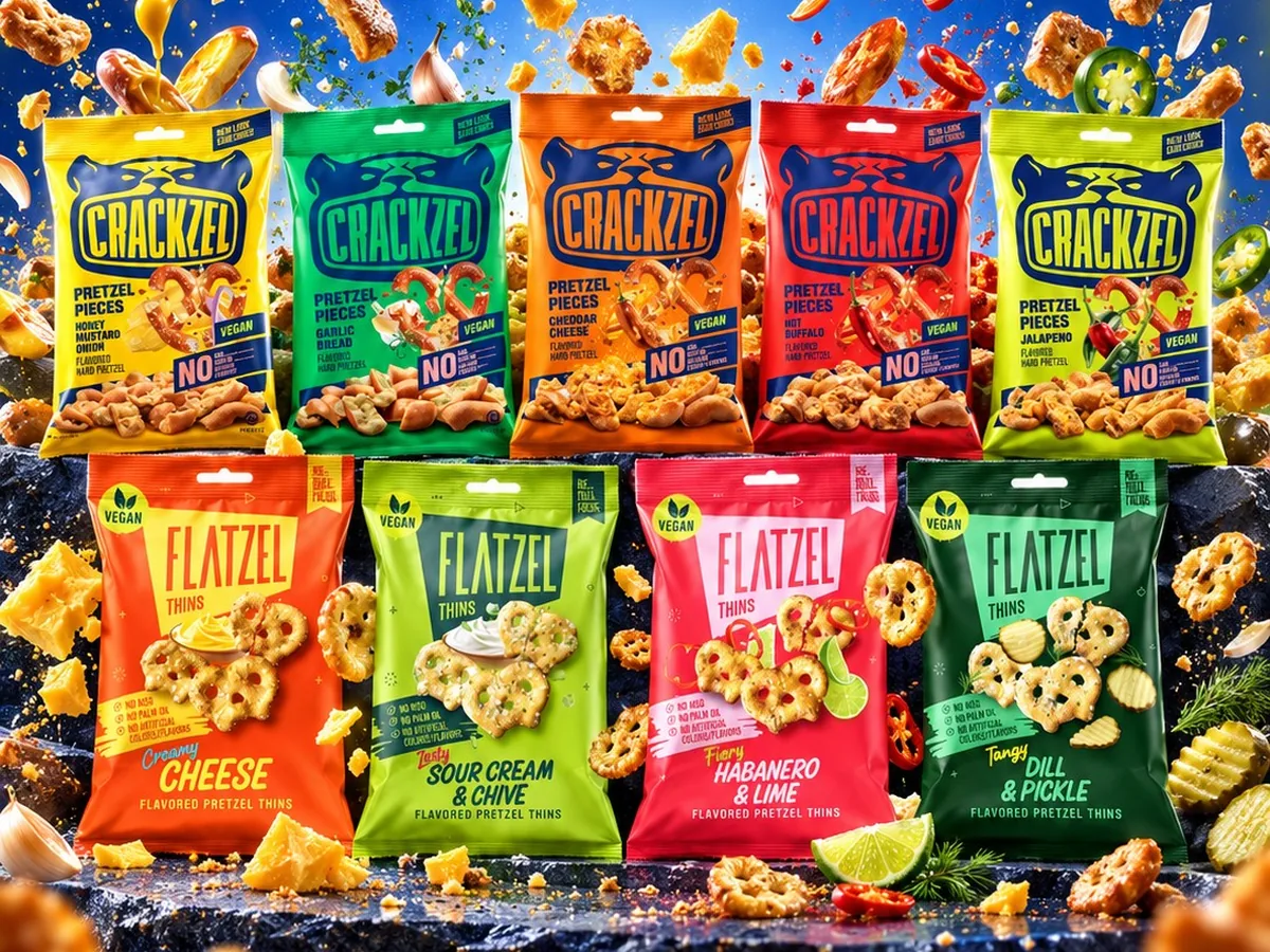Crackzel Pretzel Pieces und Flatzel Pretzel Thins – alle neun Sorten