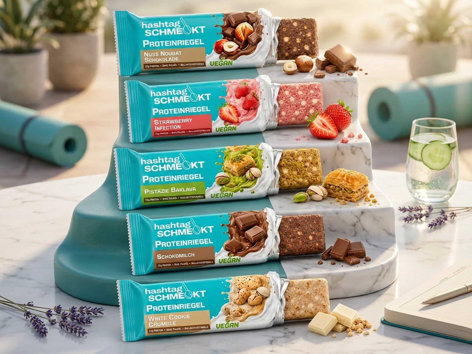 #schmeckt Protein - vegane Proteinriegel, 5 Sorten